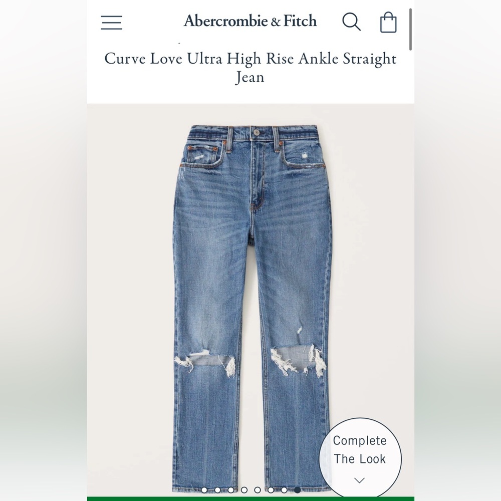 Abercrombie Curve Love Ultra High Rise Ankle Straight Jean 27s